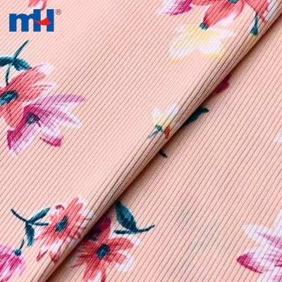 2x2 Printed Brushed Rib Knit Fabric