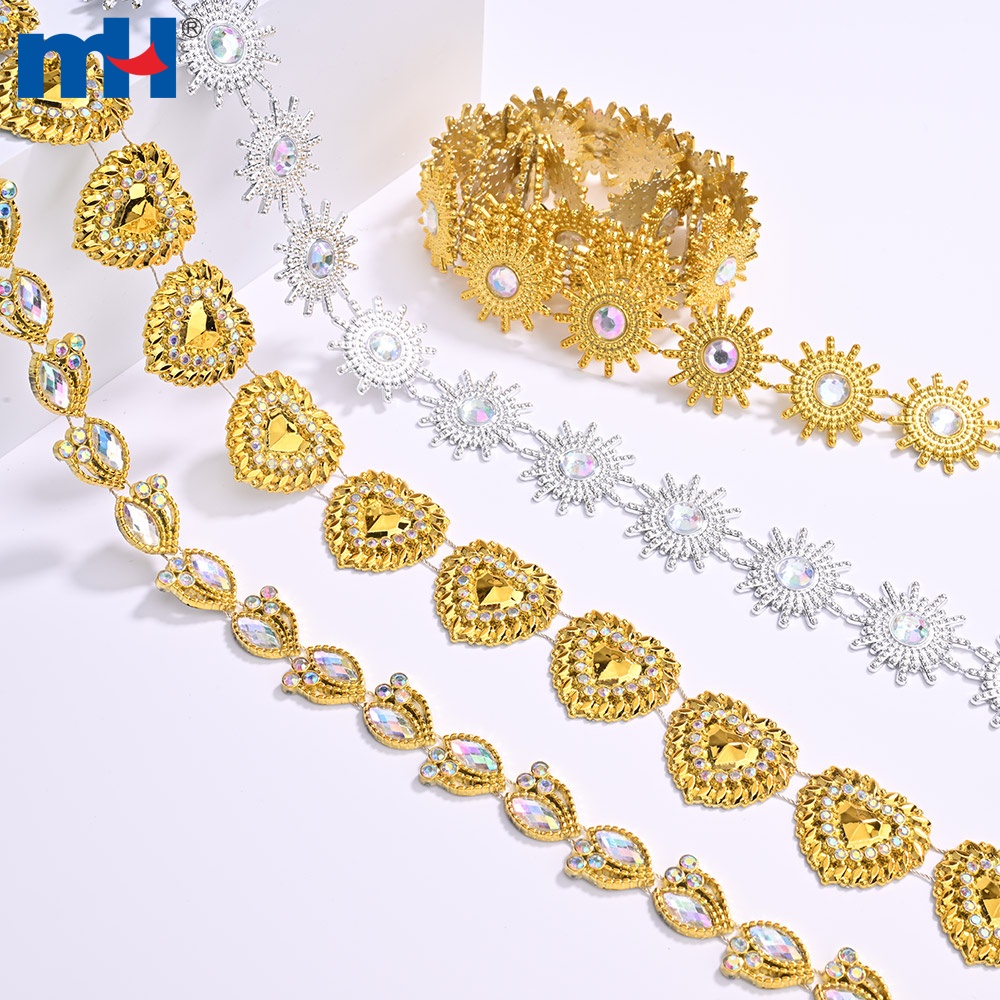 Corrente de strass de plástico AB branco de 27 mm