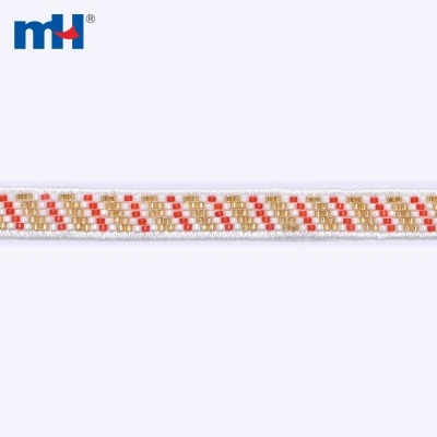 1.4cm Beaded Sequin Trim Floral Lace