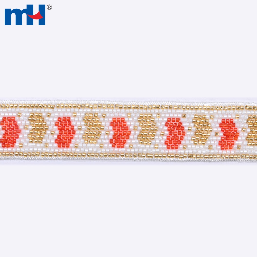 Garniture en dentelle à sequins perlés