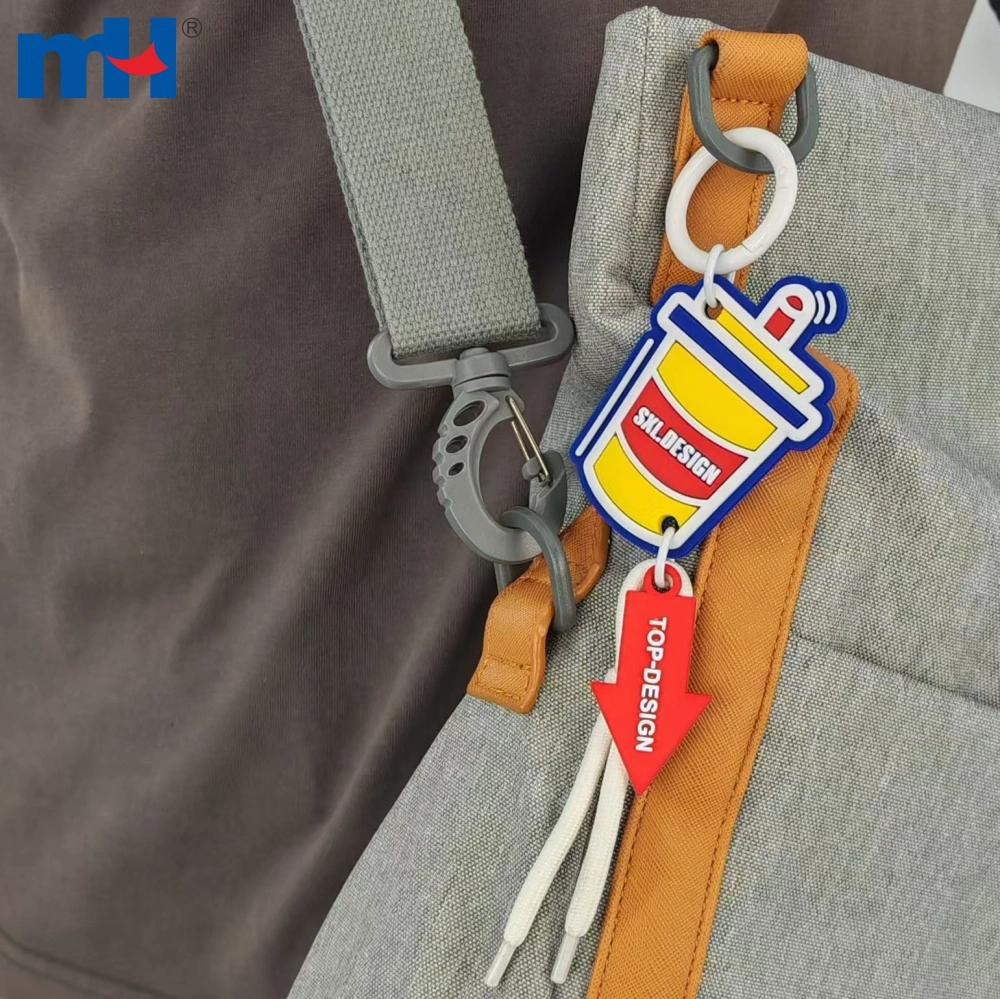 Backpack decorated with the drink cup charm