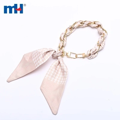 Fabric Wrapped Metal Chain Bag Charm