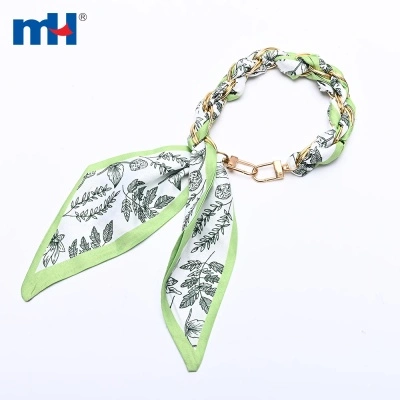 Fabric Wrapped Metal Chain Bag Charm