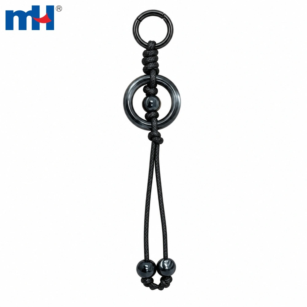 Black agate bead pendant charm single view