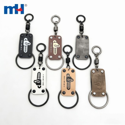 Printed Leather Tag Keychain
