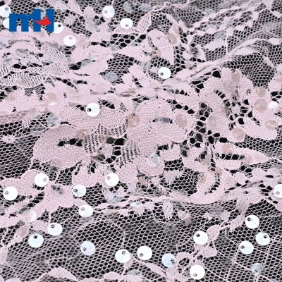 Tissu en dentelle brodée de sequins