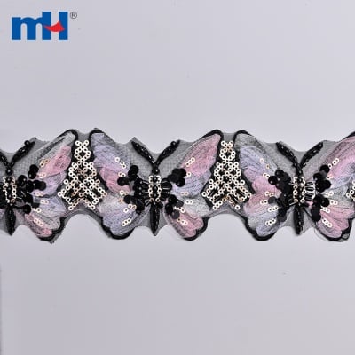 Beaded Sequin Embroidered Lace Trim