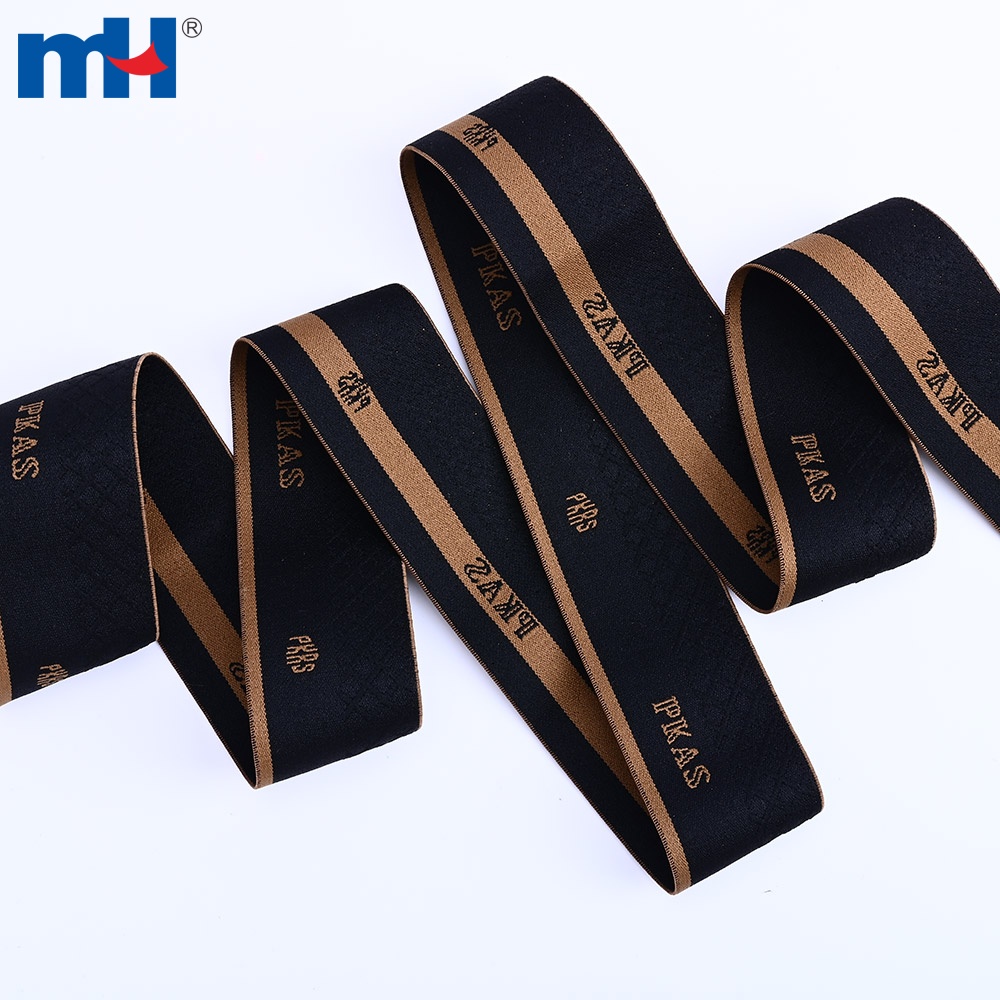 Schwarzes Jacquard-Logo, gewebtes Gummiband, Webdetails