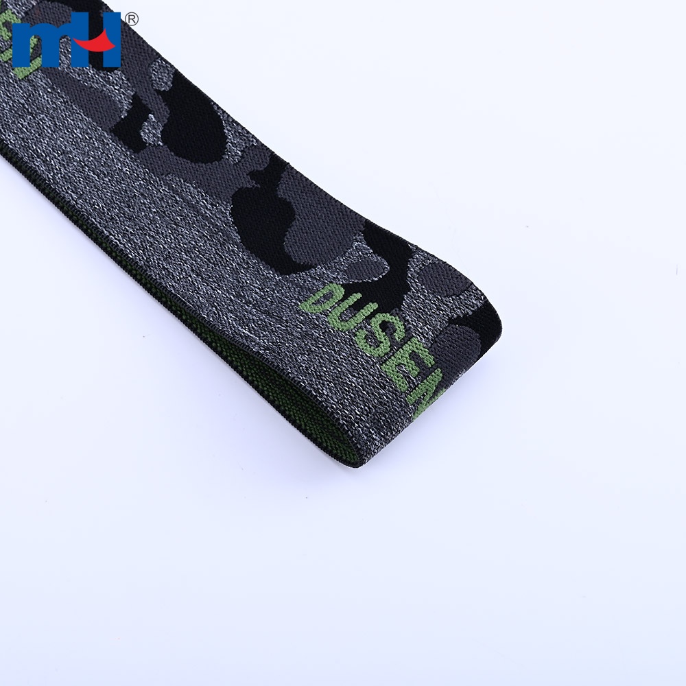 Custom Jacquard Logo Woven Elastic Band lurex stripe detail