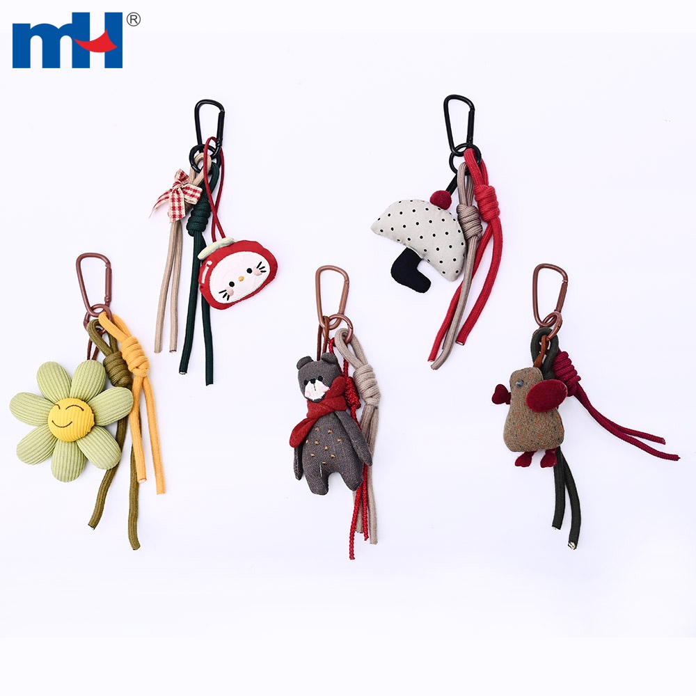 Chi tiết dây và kẹp cho móc khóa hình búp bê vải