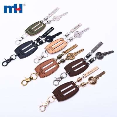 Key Charm Leather Plate Keychain