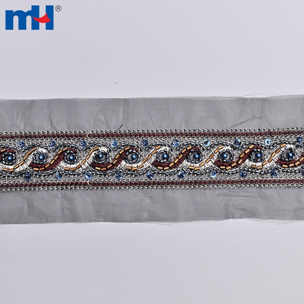 26NL-1780 Guarnição de renda com lantejoulas