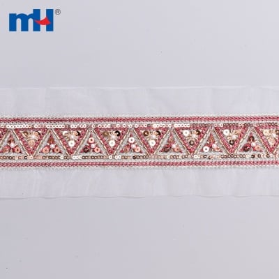 Narrow Beaded Sequin Lace Trim