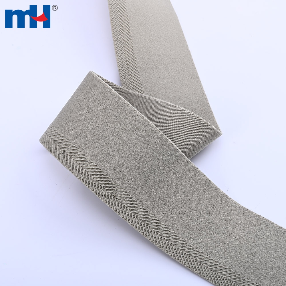 Neutral-Tone Striped Woven Elastic Band herringbone detail