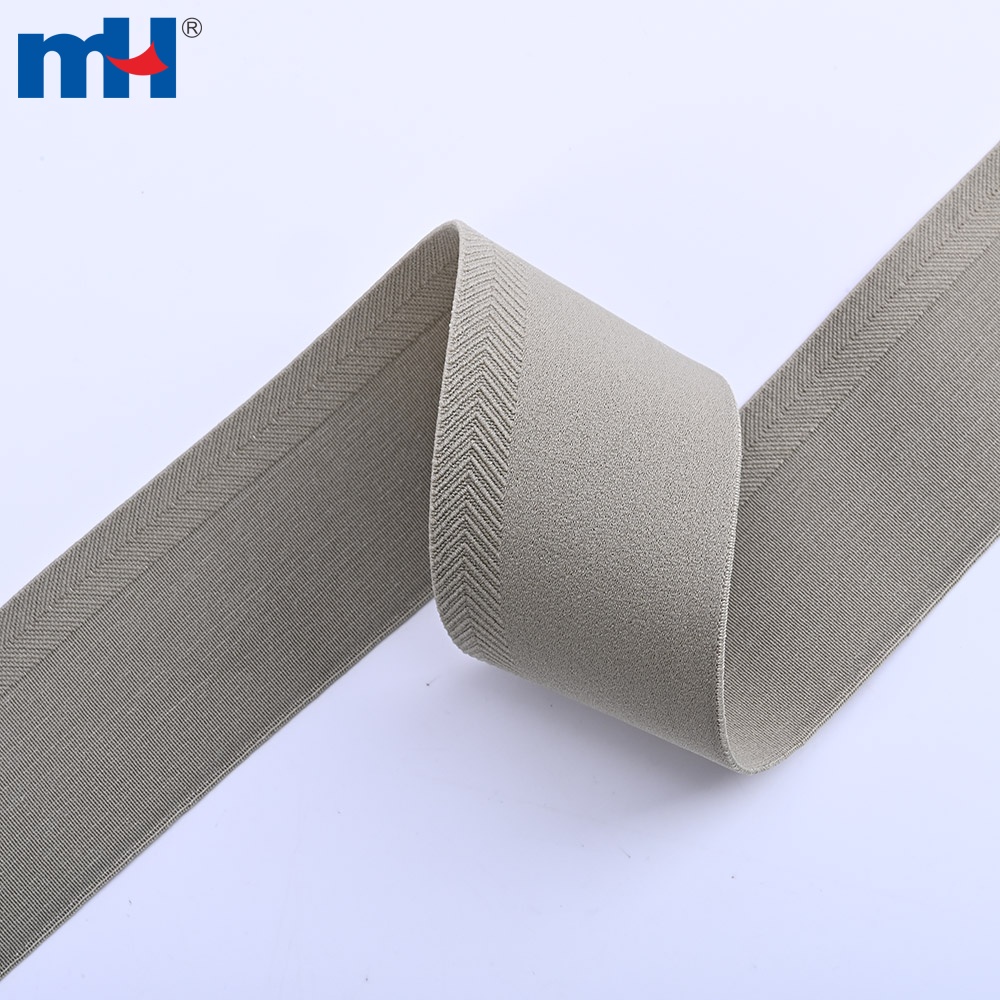 Neutral-Tone Striped Woven Elastic Band texture detail