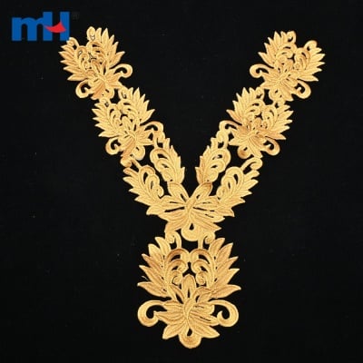 Embroidered Lace Collar Applique with Back Adhesive