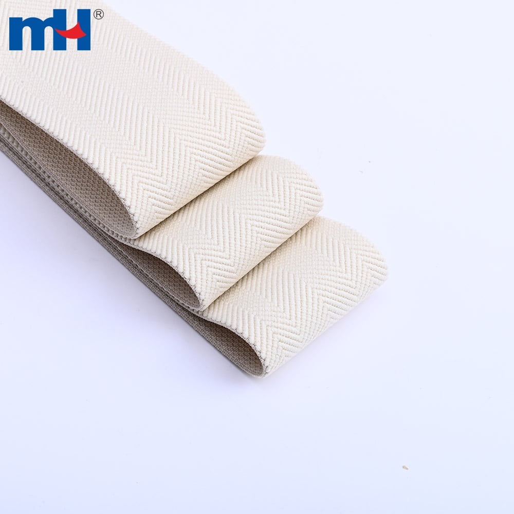 Striped Fold-Over Woven Elastic Band herringbone detail
