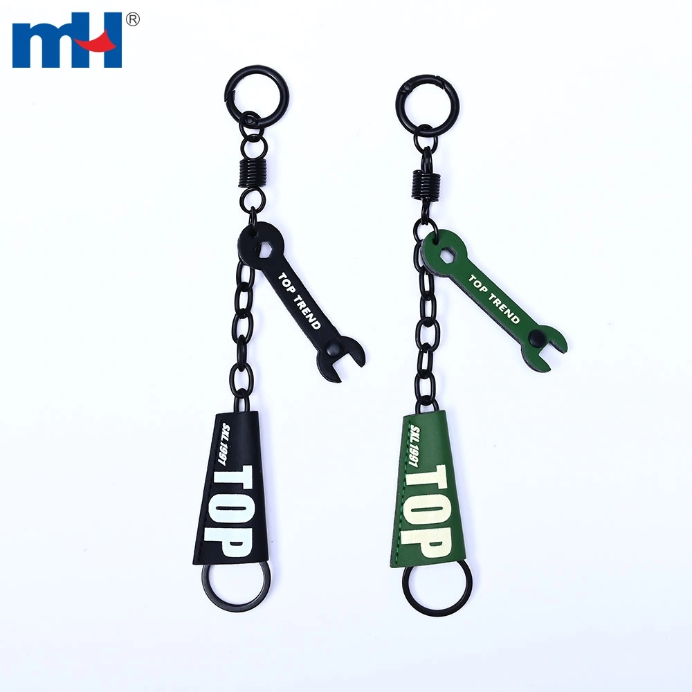 Wrench Charm Leather Tag Keychain colorway option
