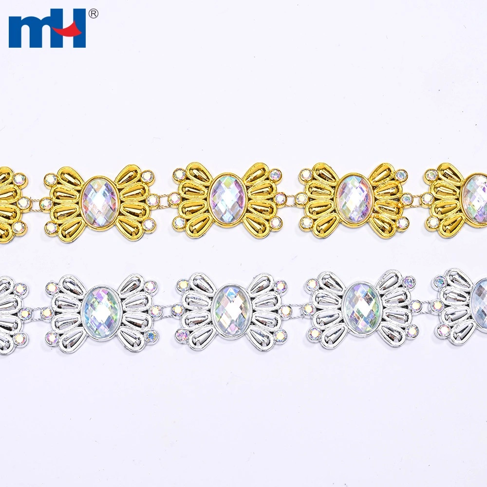 6706-0784 Acrylic Flatback Rhinestone Chain 23mm pattern detail