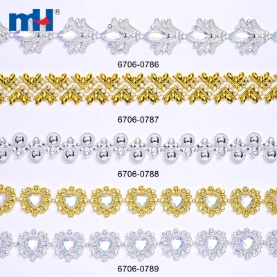 Glass AB Rhinestone Plastic Chain with Stone