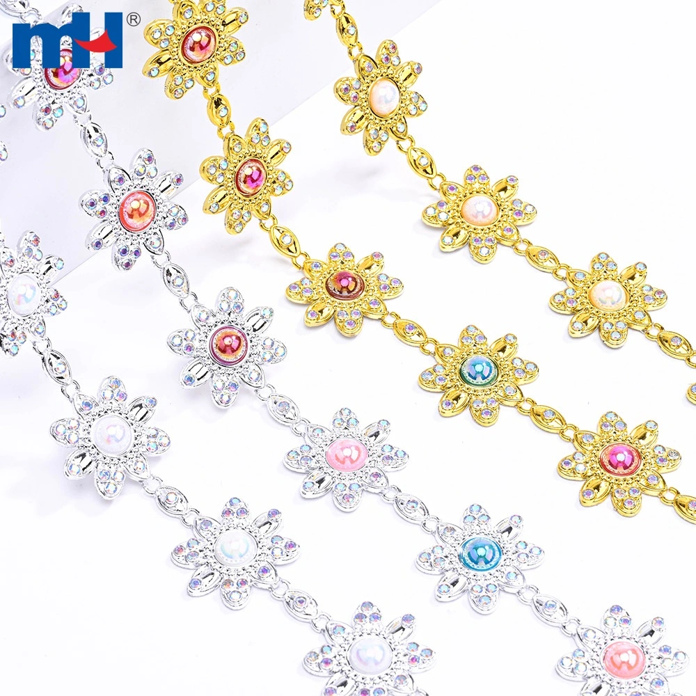 6706-0804 Dây chuyền đính đá ngọc trai nhựa 18mm dùng để may vào quần áo