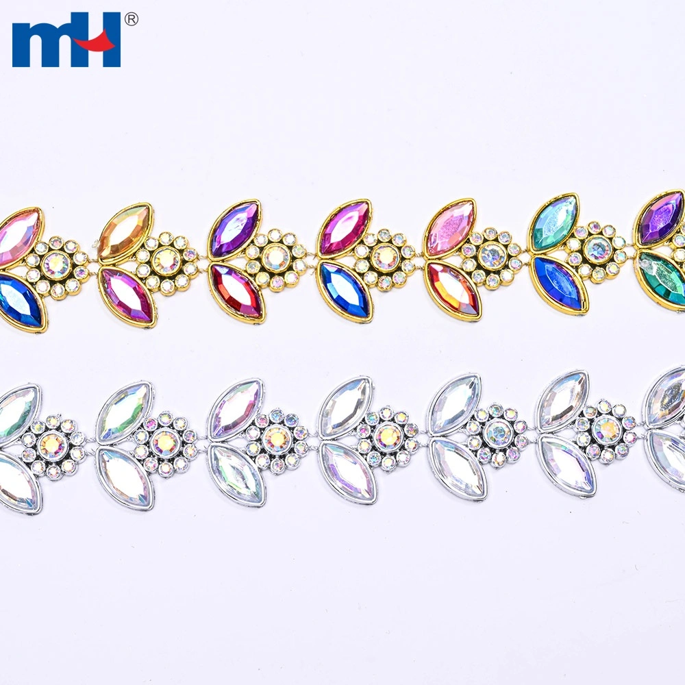 6706-0790 Dây chuyền đính đá ngọc trai bằng nhựa, may vào, 18mm, hình ảnh cận cảnh kết cấu.