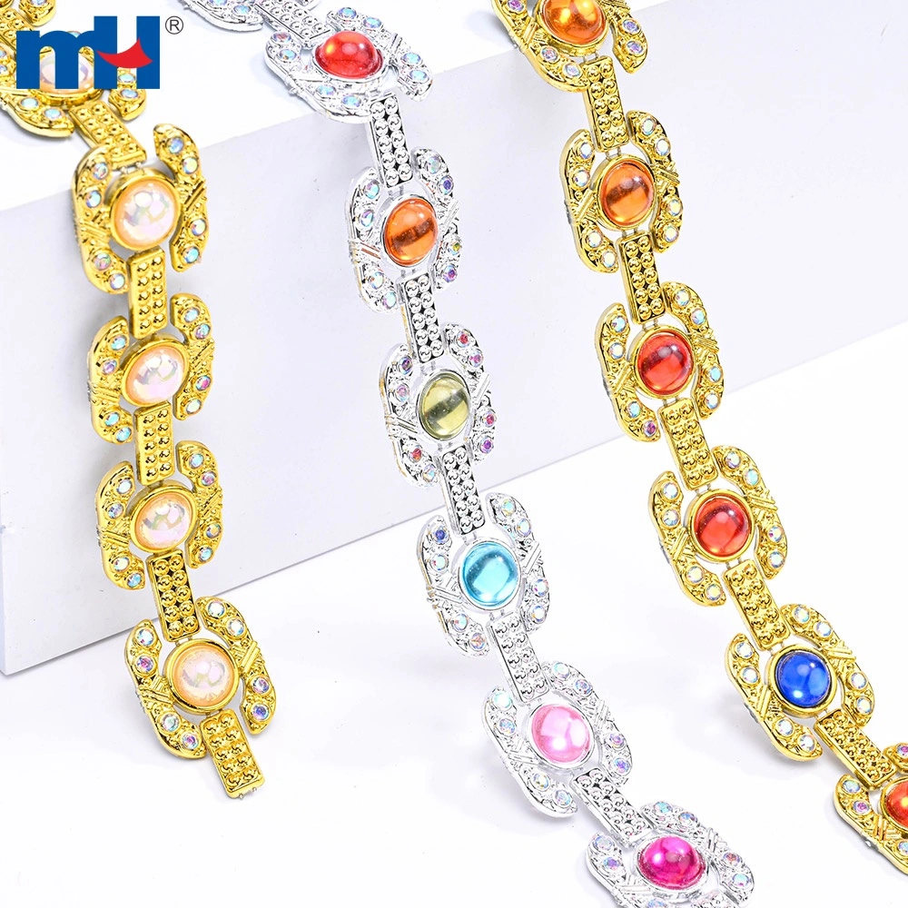 Dây chuyền đính đá giả ngọc trai bằng nhựa, dài 18mm, dùng để may lên quần áo.