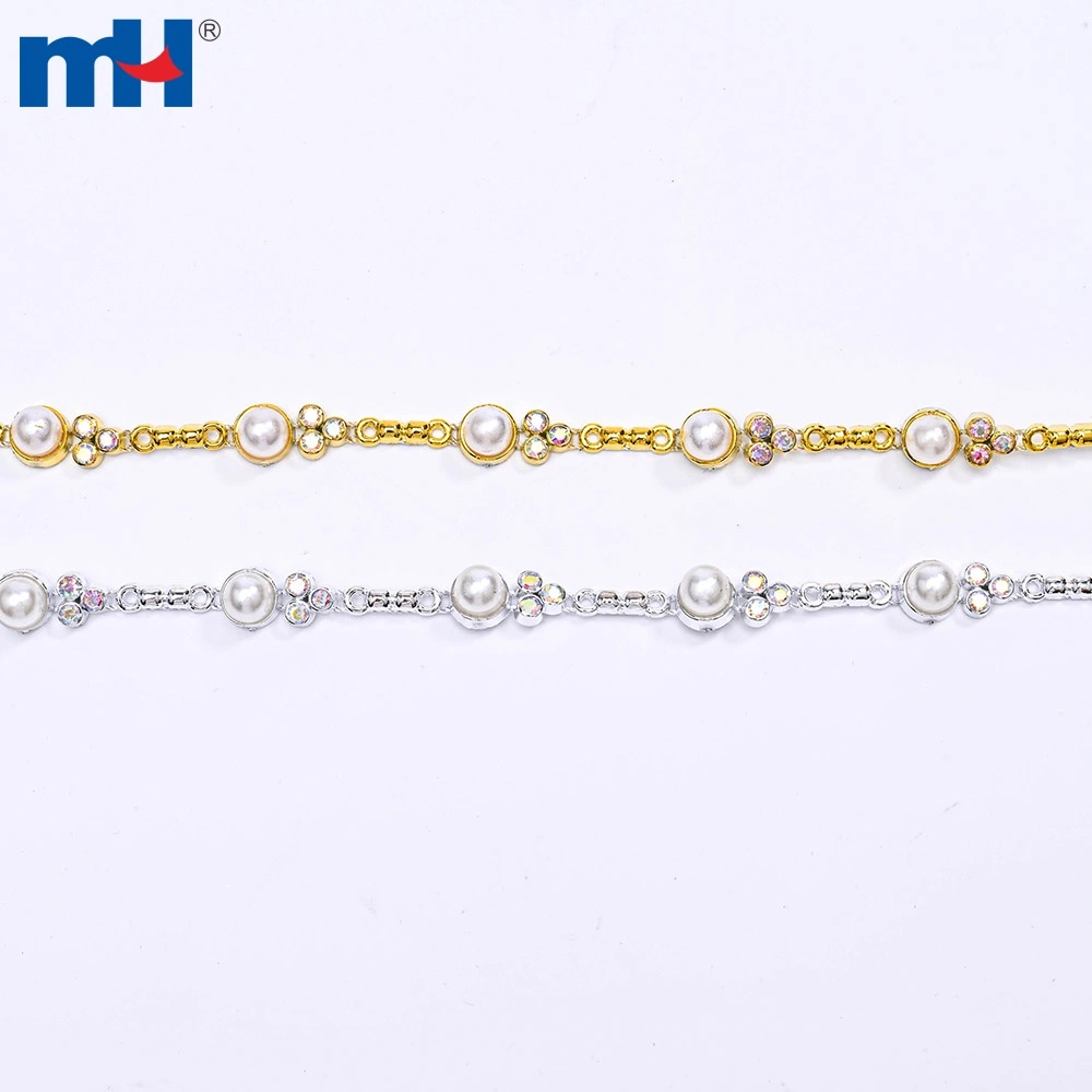 Dây chuyền đính đá giả ngọc trai bằng nhựa, dài 7mm, dùng để may lên quần áo.