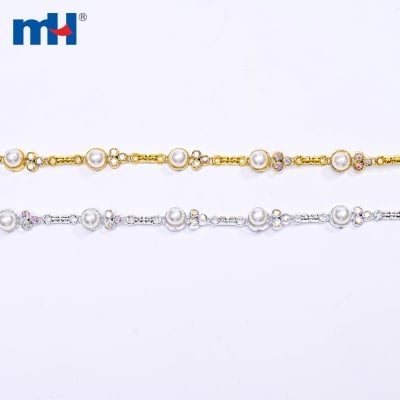 Plastic Pearl Rhinestone Chain