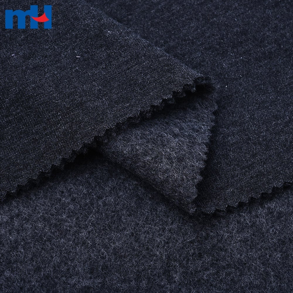 Detailansicht von einseitig beflocktem Fleece 32S Heather Grey