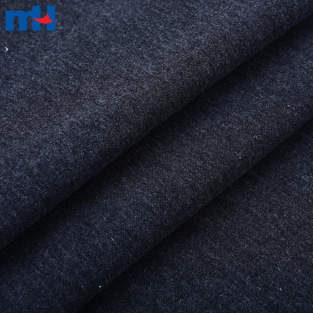 Einseitig beflocktes Fleece, 32S, meliertes Grau, Musterdetails