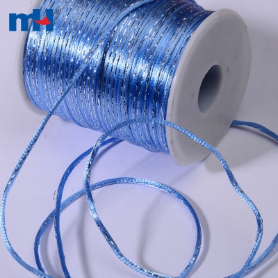 Cordon queue de rat satin bleu et argent