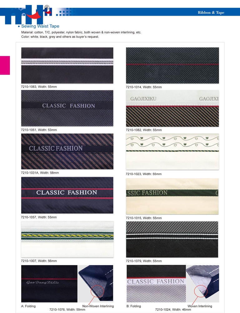 Menswear Waistband Interfacing with Shirt Gripper