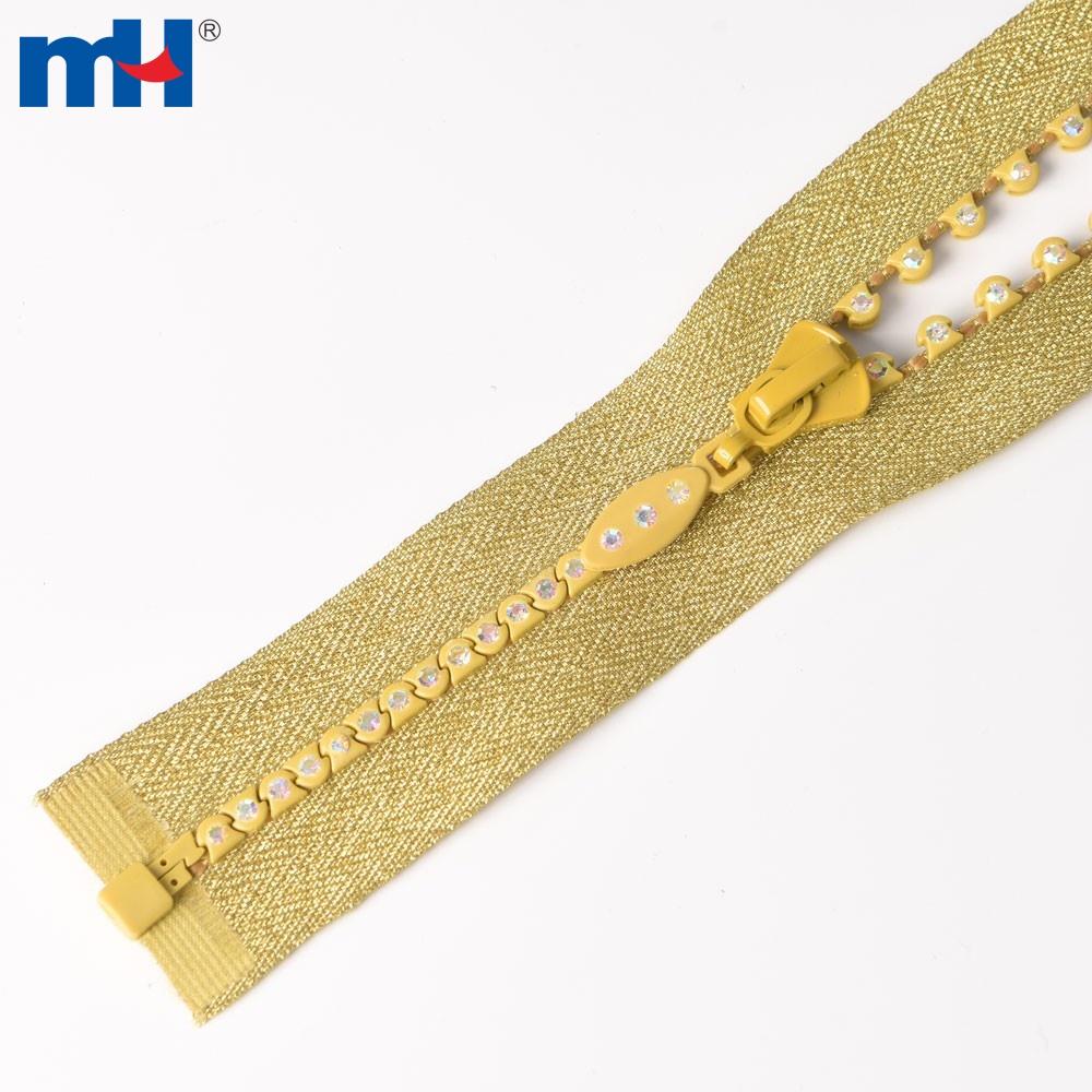 gold crystal zipper