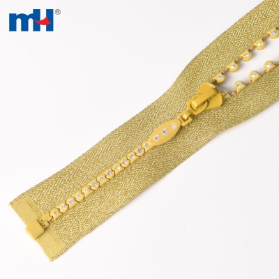 #3 Gold Crystal Zipper