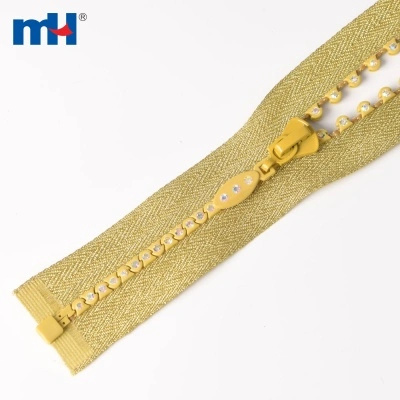#3 Gold Crystal Zipper