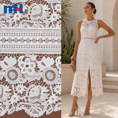 Tela de encaje guipur floral veneciano grueso