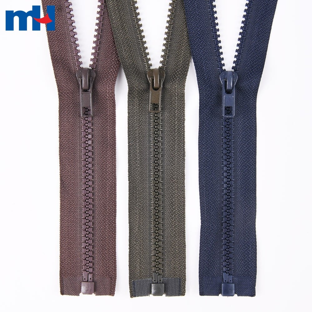 5 Molded Plastic Separating Bone Zippers for Jackets