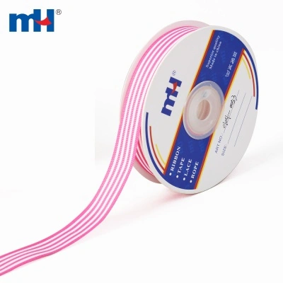 5/8" Grosgrain Mono-Stripe Ribbon Pink and White