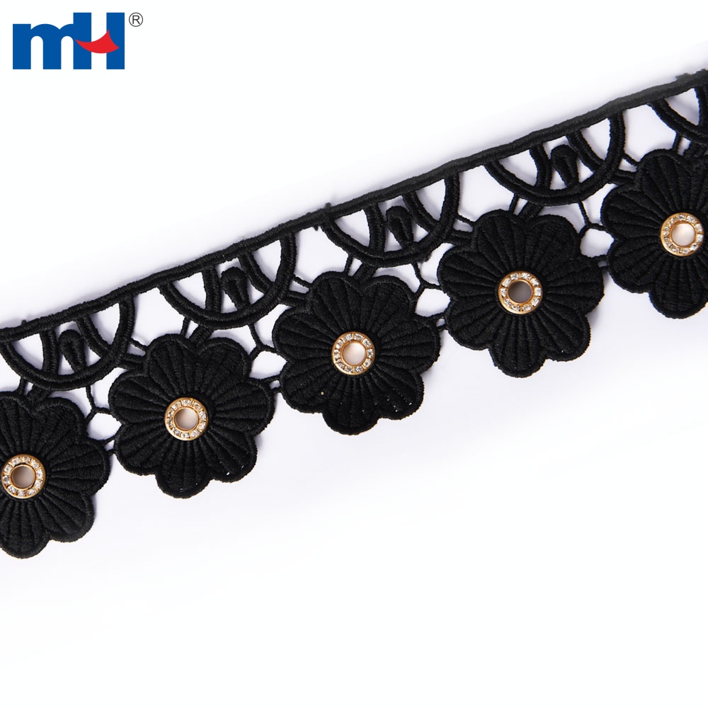 black eyelet lace trim