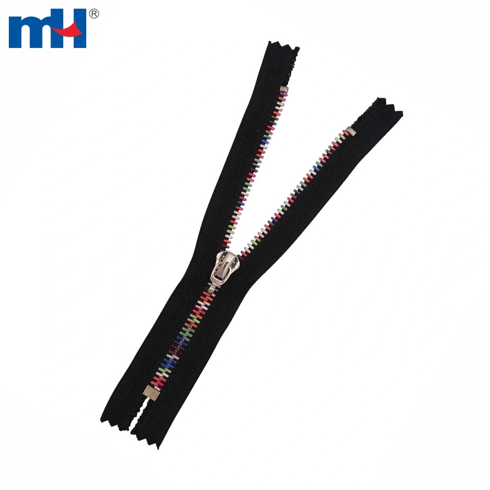 5 Closed-End Multicolor Teeth Brass Zipper | MH Wholesale