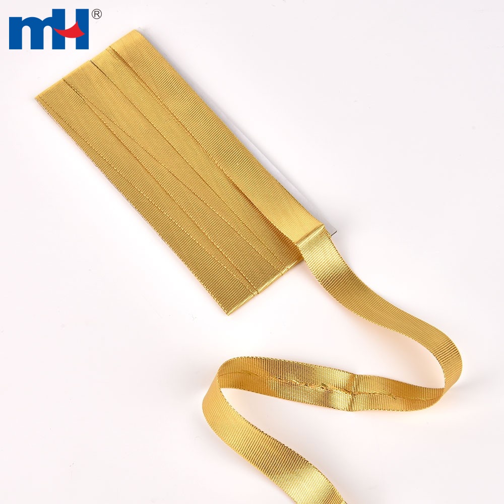 5/8 inch Gold Metallic Shiny Satin Bias Binding Tape