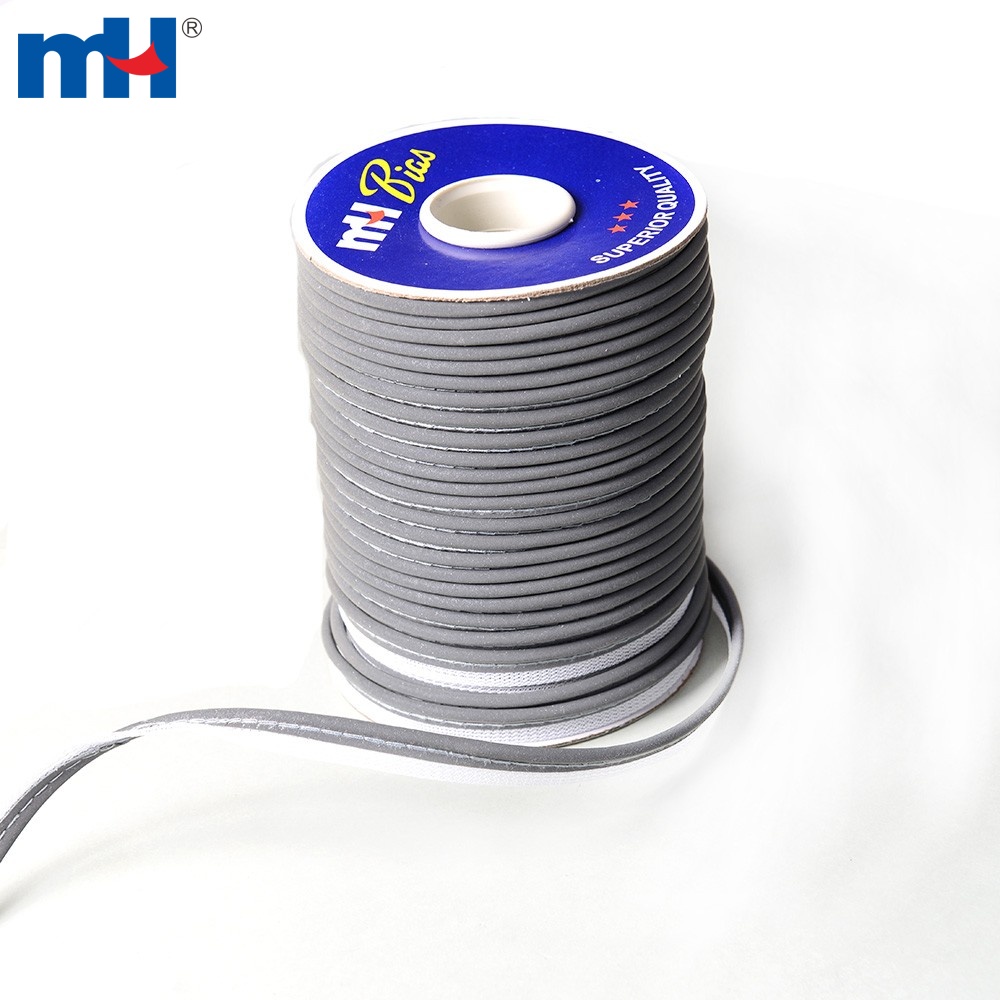 10mm Grey Polyester Reflective Bias Binding Cord Supplier