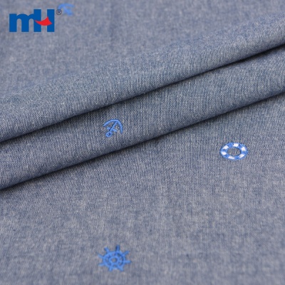 Denim Embroidered Fabric