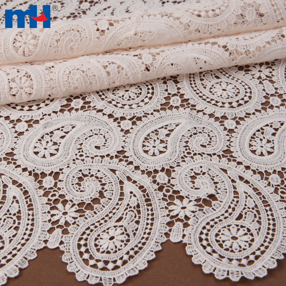 115cm Cotton White Luxury Paisley Lace Fabric