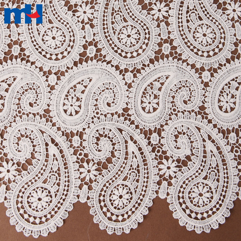 115cm Cotton White Luxury Paisley Lace Fabric