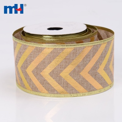 Herringbone Wired Burlap Xmas Ribbon