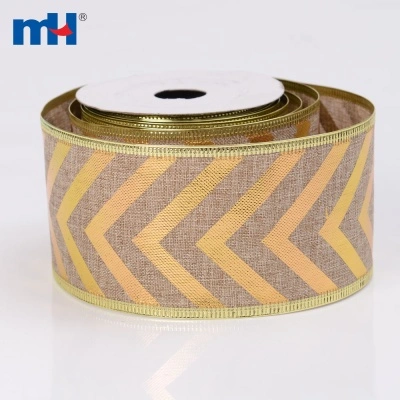 Herringbone Wired Burlap Xmas Ribbon