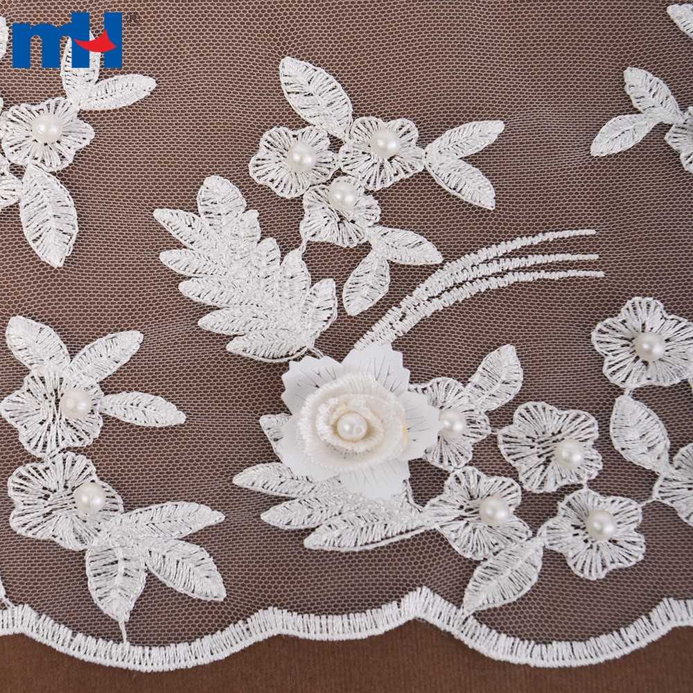 Luxury 3D Embroidered Beaded Wedding Lace Fabric