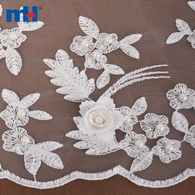 Embroidered Beads Lace Fabric